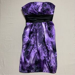 Purple Black DRESS Women’s Juniors 1-2 Mini Cocktail Satin Formal Party Prom Tie